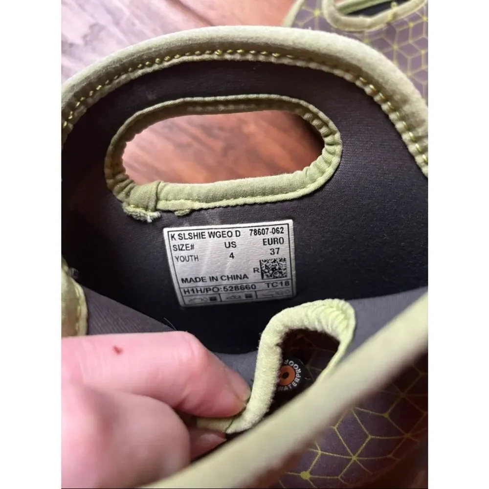 Bogs Gray Rain Boots with Lime Trim
